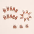 24Pcs Crystal Pearl Fake Nails with Glue DIY Art Design False Nails Wearable Nails Stylish Pattern Artificial Nails. 