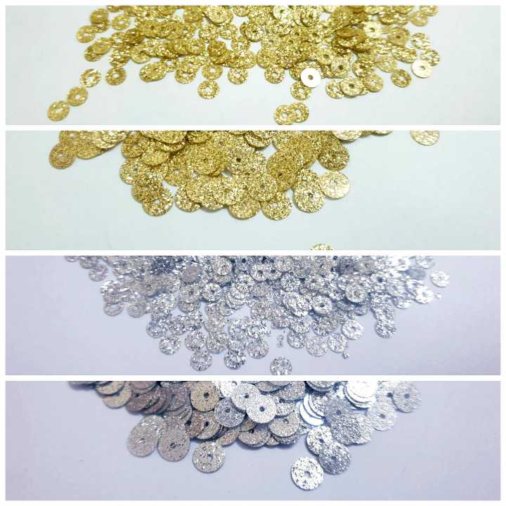 Pack of 4 Tola (1 tola Each) Round Sitaray in Silver & Gold  Beautiful Sequins Craft Supplies, ,4mm,6mm