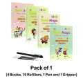 4 Sank Magic Reusable Copybook Set – Includes 4 Books, Pens & Pen Refills– Ideal for Preschool Kids to Learn Alphabet, Numbers, Math & Drawing. 