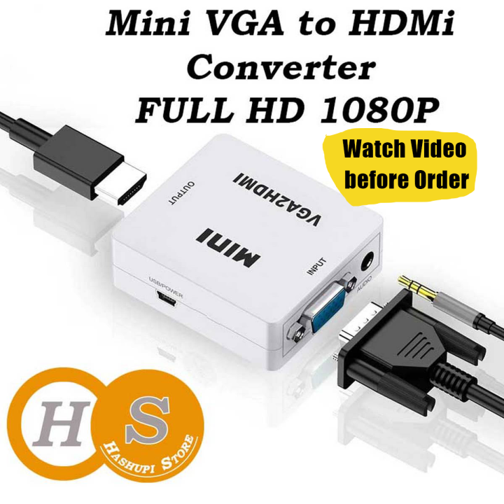 VGA to HDMI Converter Mini Adapter With Audio Power Port