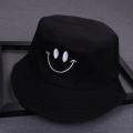 Women Smile Face Embroidery Bucket Hat Outdoor Fishing Sunscreen Bucket Hat. 