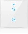 Smart Light Switch, WiFi 2-Gang Wall Wireless Tempered Glass Touch-Screen Switch. 