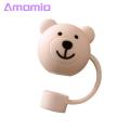 Cute Bear-shaped Straw Lid Adorable Bear-shaped Silicone Straw Lid for Home Party Decoration Reusable Dust-proof Silicone Straw Cover. 