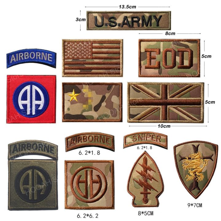 U.S. ARMY Patch EOD Unit SNIPER Patch AIRBORNE Tactical Emblem UK USA flag Military Badges Appliques Armband Stickers CP