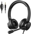 headphone for pc Headset with Microphone - Computer PC Headset with Boom Mic, In-line Volume Control & Mute, On Ear Wired Headphones for Skype, Home, Office, Classroom, Call Centre. 