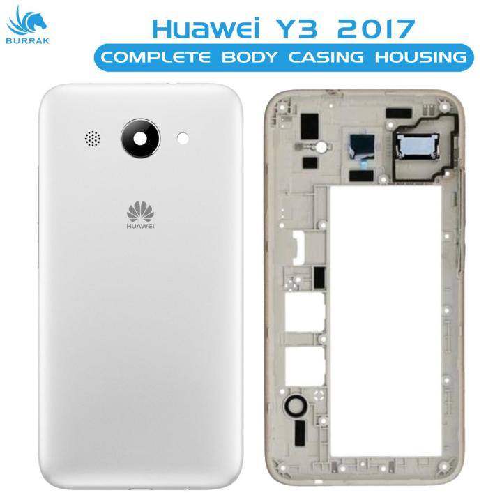 Huawei Y3 2017 Housing Middle Frame With Side Button and Camera Lens Complete Body Casing Replacement For Y3 2017 - White