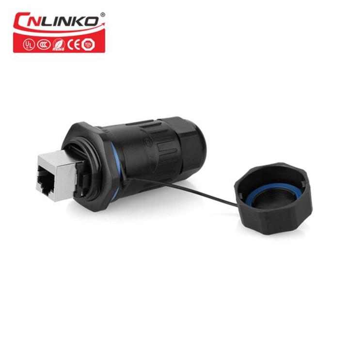 CNLINKO PBT Plastic Shell Waterproof IP67 RJ45 Connector 1/4 Bayonet Connecting RJ45 Ethernet Adapter 8P8C Industry Plug Socket