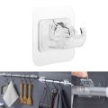 Self-Adhesive Curtain Rod Bracket Hooks - 10 pcs pack - No-Drill Wall Mount, Easy Install, Heavy Duty,. 