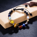 Bead Bracelet Solar System Design Astronomy Galaxy Themed Rock Beads Bangle. 