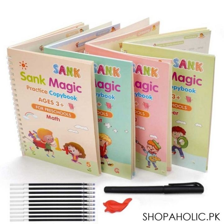 Pack of 4 Magic Writing Copybook for Kids Boys Girls Handwriting ...