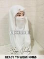 White Beauty Ready To Wear Instant Hijab With Free Cap - Luxury Fashion - Perfect For Wedding And Party Wear Scarf - Be Hijabi. 