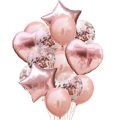 14-Pack Assorted Heart and Star Shaped Foil Balloons with Confetti for Party Decorations - Unisex. 