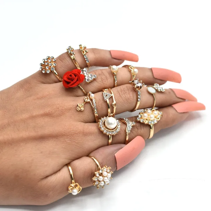 vintage%2015%20pcs%20finger%20ring%20for%20girls%20golden%20-%20Image%202