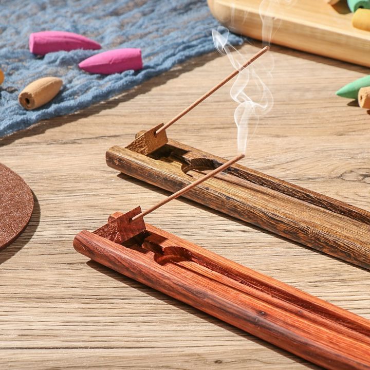 Home Pressure Relief Burner Incense Holder Wooden Retro Style Aromatherapy Base Adjustable Incense Burner Stick Home Decoration