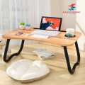 Wooden Gaming Laptop Table For Bed Foldable Stand Ergonomic Portable Drawing Notebook Reading Breakfast Serving With Inbuilt Tablet And Cup Hold Slots Couch Black Brown Beige. Floor Gaming Computer 0.75 Inches Thick Wood. High Quality Stand. 