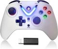 ROTOMOON Wireless Game Controller with LED Lighting Compatible with Xbox One S/X, Xbox Series S/X Gaming Gamepad, Remote Joypad with 2.4G Wireless Adapter Perfect for FPS Games Black&White. 