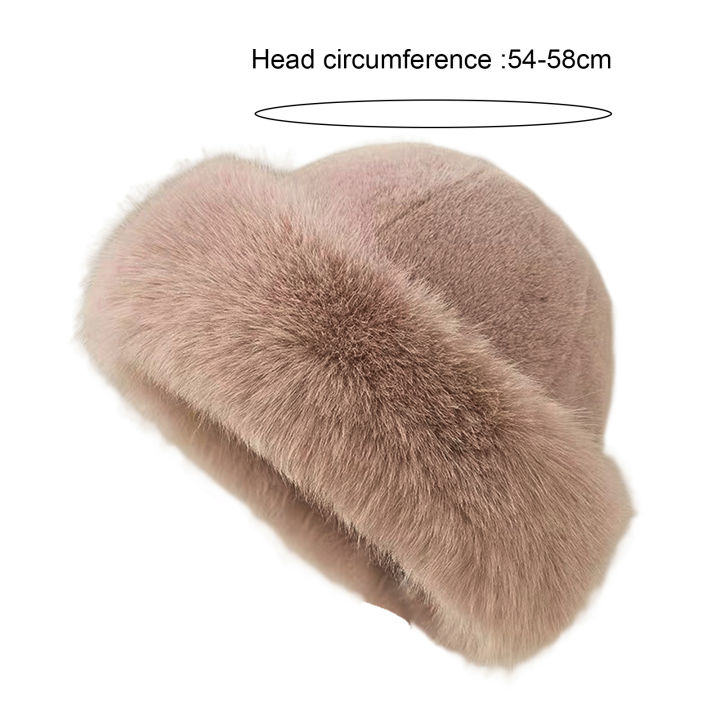 Ladies Velvet Hat Cozy Faux Fur Winter Hat for Women Stylish Mongolia Style Cap for Outdoor Activities Like Cycling Skiing Windproof Heat Retaining Fuzzy Edge Beanie