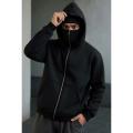 New Black Ninja Balaclava Zipper Hoodies For Men. 