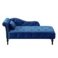 The Furniture Collection - Customised 02-seater Dewan Sofa imported Velvet Fabric Chaise Lounge Buttons Tufted Nailhead Trimmed Solid Wood Legs. 
