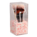 Acrylic Makeup Brush Holder With Pearls, Cosmetic Brush Case With Dustproof Lid, Countertop Brushes Holder. 