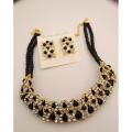 Ladies Black Stone Necklace With Earrings-. 