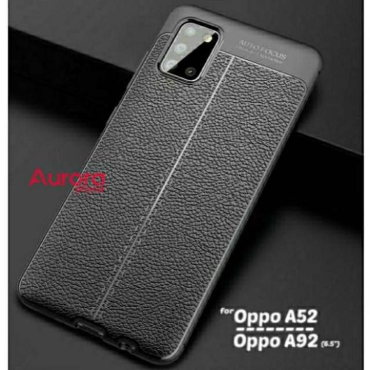 Oppo_A52 Autofocus Litchi Pattern Design Soft Flexible Protectives Back Cover Back Case Auto focus