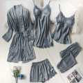 5pc Nighty Night Dress Premium Quality High Quality Silk Night Wear Honeymoon Bridal Set Pack of 5PCS. 