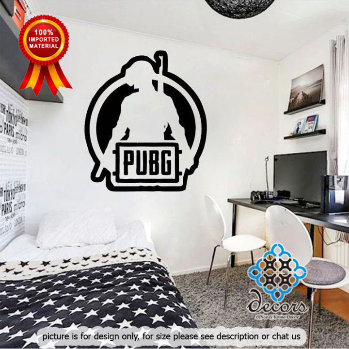 Decors- size- 1.5 x 1.5 feet - pubg video game Wall Stickers for boys, kids, room, decoration - black color- All Colors