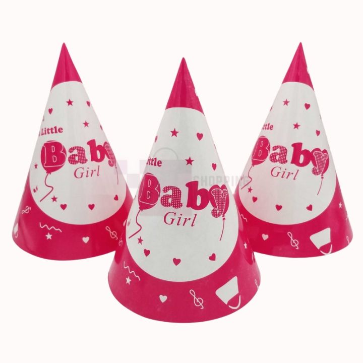 A LITTLE BABY GIRL BIRTHDAY CAPS - PACK OF 10 BIRTHDAY PARTY CAPS - BABY GIRL THEME CAPS