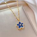 Elegant 2pcs Ladies Stainless Steel Flower Pendant Necklace Earring Set Suitable for Girls Stainless Steel Versatile Jewelry Accessories. 