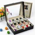 10 Slots PU Leather Watch Display Storage Box for Smart Watches Quartz Watches for Display for both men and women. 