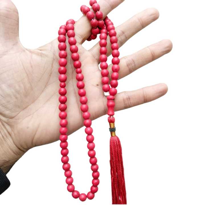 Surkh Feroza Stone Tasbeeh 100 Beads Size 8mm | Red Feroza Tasbih | Original Feroza Stone Tasbih | Pure Feroza Stone Tasbeeh | Best Quality Ferozah Tasbeeh | Lal Feroza Stone Tasbih | Muslim Prayer Beads | Best Stone Tasbeeh