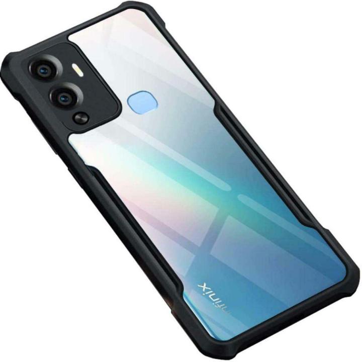 Infinix hot 12 play Case Ipaky Protective Anti-Shock  Clear Back Cover With Camera Protection - Black