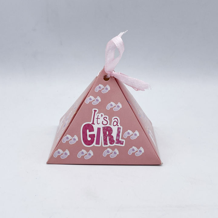 ITS A GIRL PYRAMID DESIGN BOXES PACK OF 50 BOXES ( DIY BOXES )