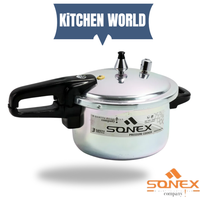 Sonex Pressure Cooker (3 LTR) Bakelite Handles  with 3 Safety Control System - Export Quality  (Small Size)