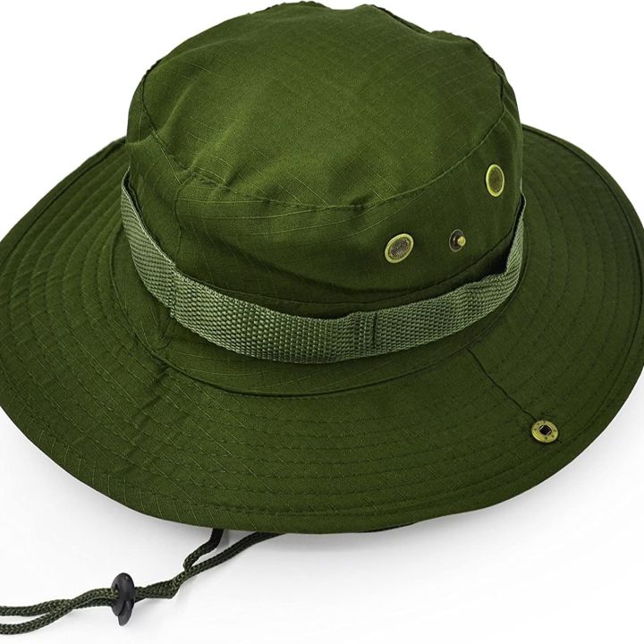 Green Boonie Jungle Cap - RipStop Military Army Vietnam Bush Sun Hat