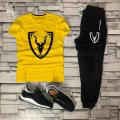 TRACKSUIT - Yellow & Black Summer Printed Tracksuit For Men & Boys - Soft and Comfortable Fabric T Shirt & Trouser Printed Tracksuit. 