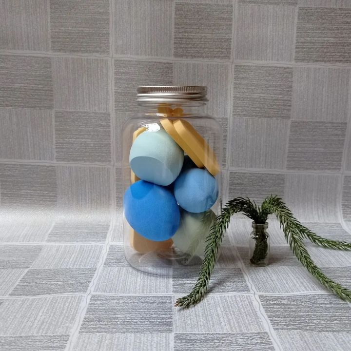 Makeup%20Blender%20Sponges%20Set%208PCs%20and%2010%20PCs%20with%20Jar,%20Foundation%20Blending%20Sponge,%20Cosmetics%20Puff,%2010%20Pcs%20Multiple%20Shapes%20and%20Colour%20with%20jar.%20-%20Image%209