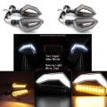 Universal Motorcycle bike DRL INDICATOR WITH FLOW LIGHT Lava Style 4 pcs Blue. 
