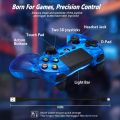 Wireless Controller for PS4, Blue Galaxy Nebula Style High Performance Double Vibration Controller Compatible with PlayStation 4 /Pro/Slim/PC with Sensitive Touch Pad, Audio Function, Mini LED Indicator. 