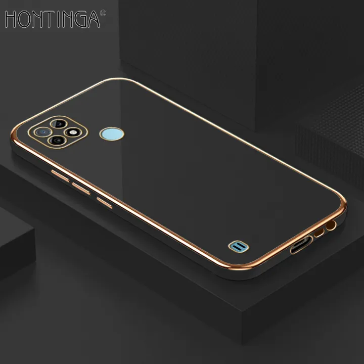 Hontinga for Realme C21 Back Cover Luxury 6D Plating Frame