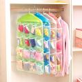 Universal Cupboard Hanging Storage Organizer Transparent Wall Hanging Bag for Socks, Jewelry, Ties, Underwear, Sunglasses, Bra, Stationary, Stitching Tools - Closet Storage Tidy Organizer 16 Pockets (Multicolor). 