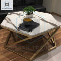 Hexagon Coffee Table - Wooden Center Table for Living Room - Elegant Serving and Cocktail Table. 