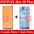 Infinix Hot 10 Play Ceramic Matte Protector for PUBG Gaming Unbreakable Antishock Hybrid film 9D/11D/21D Temper Fiber Nano Sheet Glass + Back Protector Carbon Fiber Matte Soft Skin Sheet For Infinix Hot 10 Play. 