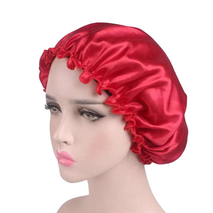 Silk Satin Night Sleep Cap Hair Bonnet Hat Head Cover WiBand Adjust Elastic