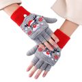 Convertible Gloves Winter Half Finger Mittens Stretchy Knit Fingerless Gloves with Mitten Cover for Kids Teens Christmas F3MD. 