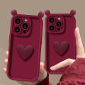 3D Cute Cartoon Bear Ear Doll Case Cover For Xiaomi Poco M6 Pro F3 X3GT X5 F3GT F4 F5 M3 Mi 11 Lite 12T Phone Casing Matte Soft Silicone Love Heart Cover Anti-Knock Candy Color. 