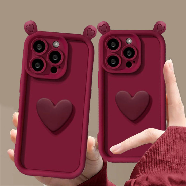 3D Cute Cartoon Bear Ear Doll Case Cover For Xiaomi Poco M6 Pro F3 X3GT X5 F3GT F4 F5 M3 Mi 11 Lite 12T Phone Casing Matte Soft Silicone Love Heart Cover Anti-Knock Candy Color