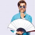 10 Inch Folding Fan Hand Silk Cloth DIY Chinese Folding Fan Wooden Bamboo Antiquity Folding Hand Fan DIY Calligraphy Painting. 