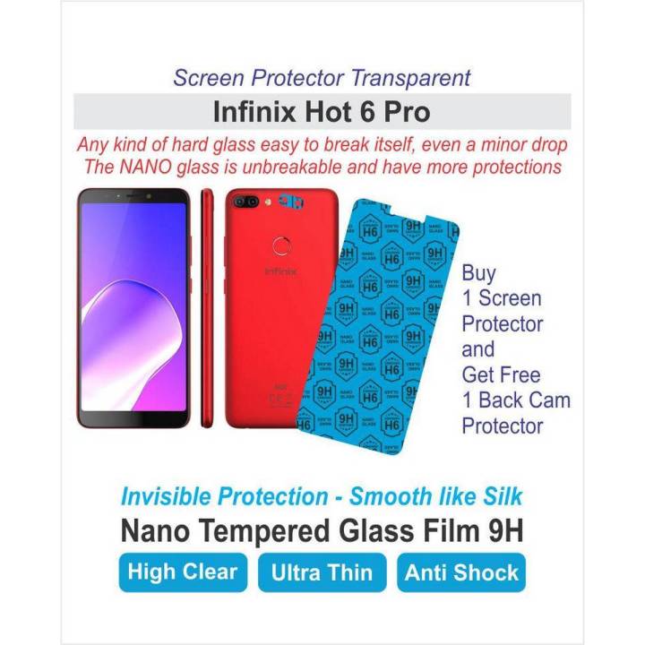 Infinix Hot 6 Pro - Screen protector - Best Material - Nano Glass - with Back Cam Protector